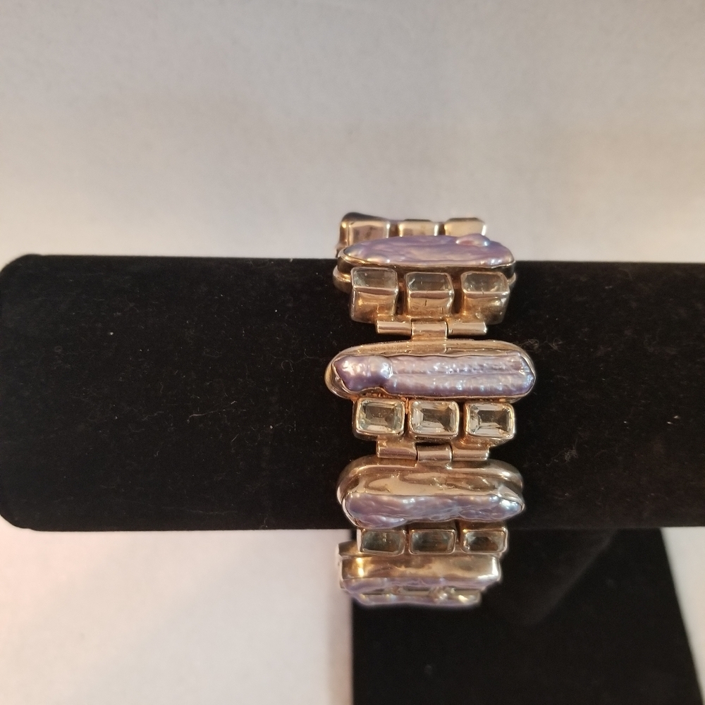 Sterling silver with baroque pearls and aquamarine